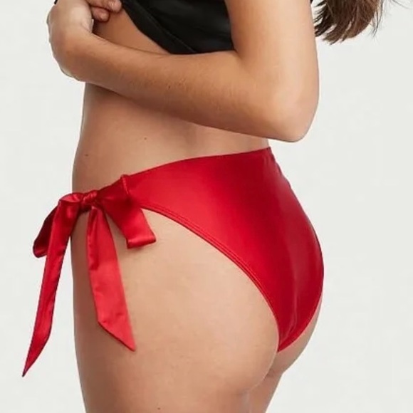 Victoria's Secret Other - Victoria’s Secret Red Panty Holidays Satin Side Tie Gift Bow Dream Angels NEW